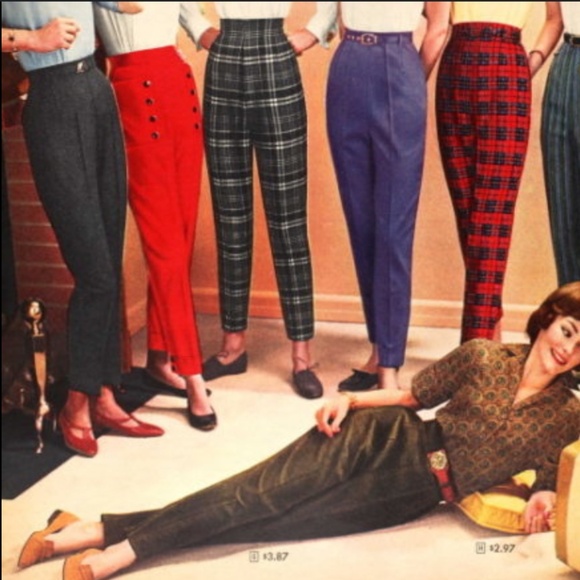 100% Cotton retro cigarette pants - high waist black 50s style capris - Picture 16 of 16